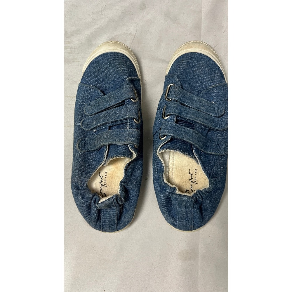 Comfort View Womens Blue Denim Triple Strap Slip On Sneakers Sz 8‎ Casual Cruise